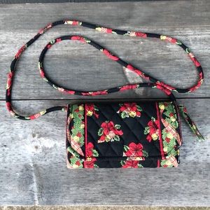 VERA BRADLEY RETIRED HENS AND HOLLY CROSSBODY WALLET ON A STRING Christmas